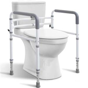 lot 9643 image: WeHwupe Toilet Safety Rail for Seniors, Height and Width Adjustable Frame