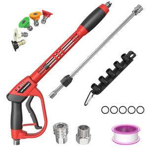 lot 9655 image: APOWER Pressure Washer Gun with Replacement Wand Extension, M22 Fittings