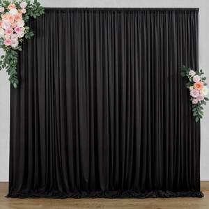 lot 9659 image: 10 ft x 10 ft Wrinkle Free Black Backdrop Curtain for Parties, Polyester Black Photo Backdrop Drapes for Graduation Birthday Wedding Party Stage Curtains, Background Curtains for Stand