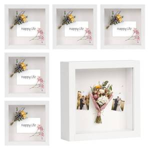 lot 9666 image: 6 Pack Shadow Box Frame - 1.2in Deep 3D Picture Frame (White, 8inx8in)