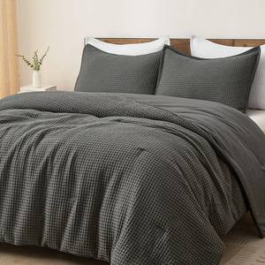 lot 9669 image: PHF Ultra Soft Waffle Comforter Set 3 Pieces Queen, Grey
