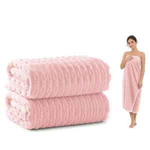 lot 9671 image: NAWIAOI Pink Bath Sheets, 2 Pack 40x80 in Oversized Microfiber Bath Towels