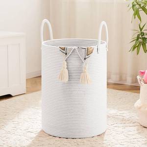 lot 9674 image: Artfeel Laundry Basket,Woven Cotton Rope Laundry Hamper,60L for Decorative Storage of Dirty Clothes,Toys and Blankets in Bathroom,Baby Room and Living Room