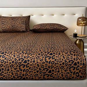 lot 9679 image: mixinni 100percent Soft Microfiber Leopard Pattern Fitted Sheet Bed Sheet 15in Deep Pocket Full Size-1 Fitted Sheet