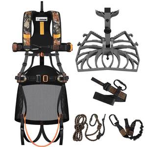 lot 9686 image: Kalkal Complete Tree Saddle Hunting System, Hunting Saddle Kit with Aluminum Tree Saddle Platform, Tree Saddle Safety Harness, Tree Straps and Safety Rope