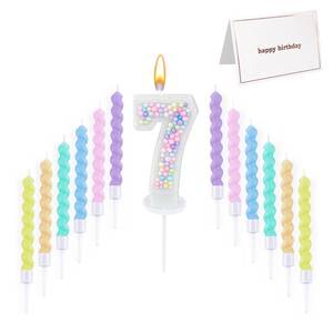 lot 10272 image: Number Birthday Candle with 12PCS Spiral CandlesandA Birthday Card (Number 7)