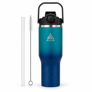 lot 10282 image: Eldor 32oz Insulated Stainless Steel Tumbler � Double Wall Vacuum Travel Cup, BPA-Free Sip and Straw Lid, Leak-Resistant, Keeps Drinks Hot and Cold, Outdoor Use