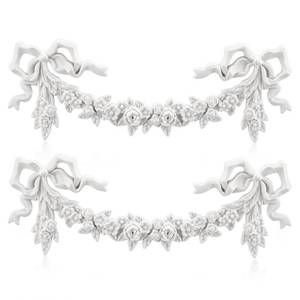 lot 10283 image: PVC Bow Rose Flower Carved Appliques, White White Carved Appliques