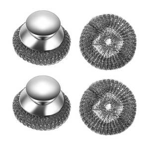 lot 10296 image: KTOJOY 2Pcs Stainless Steel Wool Scrubber Set with Handle2 Replacement Steel Scrubber Wool Pads, and Scrubbing Brushes Cleaning Supplies for Pots, Pans, Grills, Sink