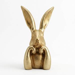 lot 10305 image: Easter Bunny Figurines � Gold Brass Rabbits for Spring Home Decor