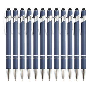 lot 10308 image: PASISIBICK 12 Pieces Blue Ballpoint Pen with Stylus Tip, 2 in 1 Stylus Stylish Pen, Premium Metal Stylus Pen for Touch Screens, Black Ink, 1.0 mm Medium Point.(12 PCS Blue)