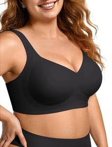 lot 10325 image: OEAK Womens Wireless Jelly Bras Plus Size Support Push Up Comfy Bra BLK 3XL