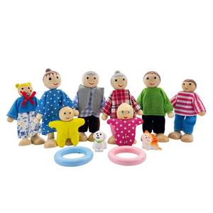 lot 10330 image: 12 Pcs Wooden Dollhouse Family Set Mini People Figures Dollhouse Dolls Dog Cat Sets Miniature Dolls Family Set Pretend Play Figures for Pretend Doll House Toy (Loving Family)