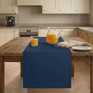lot 10334 image: Easy Linen by DMoksha, Linen-Look Table Runner, Navy Blue, 14 x 90 Inch