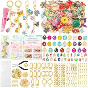 lot 10335 image: Ecoofor 400Pcs Charms Lip Gloss Keychain Making Kit, DIY Craft Supplies with Charms, Key Hooks, Jump Rings, Lobster Clasps, Chains and Tools, Jewelry Kit for Custom Keychains, DIY Handmade Gift
