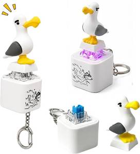 lot 10347 image: 2 Pack Seagull Mine Button Keychain Set with Type-C Charging Cable Mechanical Click Fidget Desk Toy Portable Stress Relief Keychain for Adults