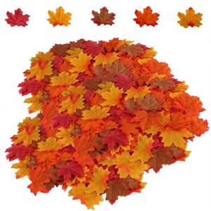 lot 10351 image: HENMI 500PCS Artificial Maple Leaves 5 Assorted Mixed Fake Fall Maple Leaf