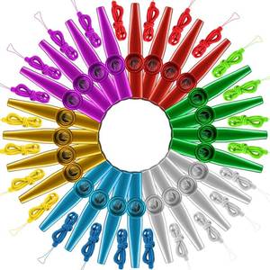 lot 10365 image: 24 Pcs Metal Kazoo Bulk 6 Colors Metallic Kazoos with Lanyards Musical Instruments Flute for Kids Adults, Good Companion for Guitar Violin Piano Ukulele, Party Favors Toys Supplies Gift Bag Fillers