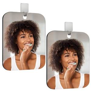 lot 10370 image: 2PCS Shower Mirror Fogless for Shaving, Large 10x8in Unbreakable Deluxe Makeup Portable Locker Mirror with 1 Adhesive Hooks, Plastic Frameless Bathroom Shatterproof Handheld Mirror for Men and Women