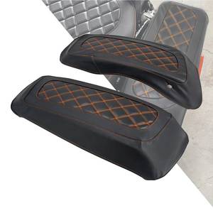 lot 10387 image: HDBUBALUS Saddlebag Lid Covers Protective Hard Saddlebag Lid Bra Fit For 2014-2024 Harley Touring Road King Electra Glide Ultra Limited FLHTK FLHXS Tri Glide (Orange Stitching)