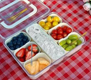 lot 11010 image: 7-Compartment Divided Serving Tray with Lid