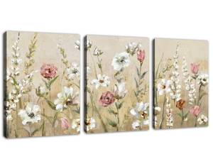 lot 11978 image: Tigeridge Floral Canvas Wall Art 12 x 16 3-Piece Set