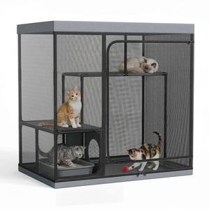 lot 11983 image: LitaiL 50 H Catio Cat Outdoor Enclosure with 3-Tier Perches  Retail $129.99