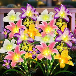 lot 11994 image: ANGMLN Solar Garden Lights 4 Pack with Lily Flowers