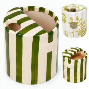 lot 12396 image: JMCRATE Ceramic Coffee Mug 10oz Striped Green