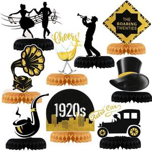 lot 12409 image: Leyndo 1920s Party Honeycomb Centerpieces 9-Piece Set