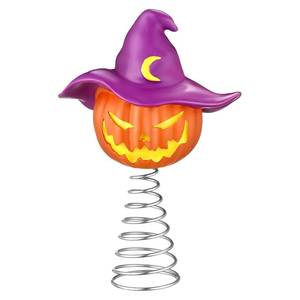 lot 12425 image: Queekay Halloween Pumpkin Skull Tree Topper Ornament 4