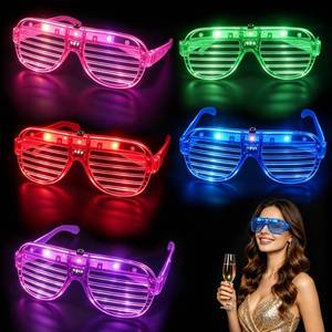 lot 12444 image: JOVLOXX 5 Pack LED Glow Glasses - 3 Flash Modes