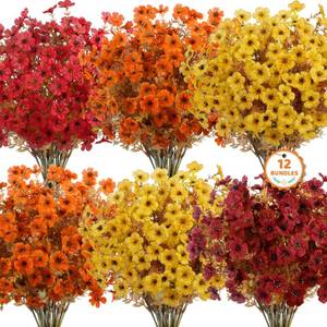 lot 12450 image: Roberly Artificial Fall Mums Flowers, 12 Bundles