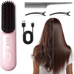 lot 12454 image: HYCCRAFT Go Brush Pro Cordless Straightening Brush