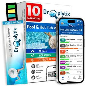 lot 12583 image: Droplytix 10-in-1 Pool & Spa Water Test Kit DXPOOL-R10-S10