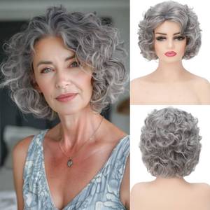 lot 12591 image: Miradin Short Grey Curly Wig Synthetic Heat-Resistant