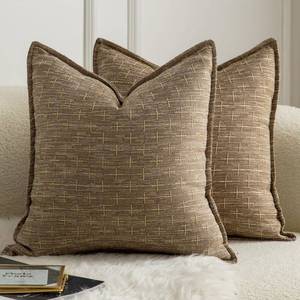 lot 12617 image: MANDIOO Burlap Linen Throw Pillow Covers 20x20 Inch (2-Pack)