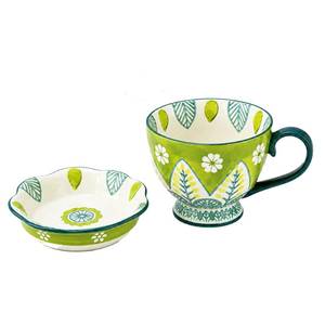 lot 13203 image: UniqueLife 19 oz Soup Bowl with Handle and Flower Lid-Tray, Verdant Olive
