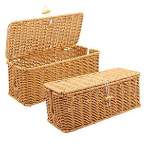 lot 13211 image: KANYO-AUTO Rattan Cable Management Box Set of 2