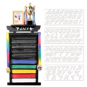 lot 13213 image: Tilhumt 10-Belt Karate Belt Display Rack with Dust Cover