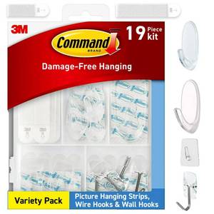 lot 14343 image: Command Clear Variety Pack Damage-Free Wall Hooks