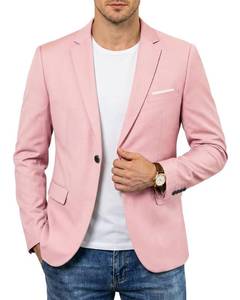 lot 14351 image: YND Mens One Button Slim Fit Blazer Light Pink, Large