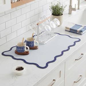 lot 14475 image: Ralxion Scalloped Dish Drying Mat, 12 x 19, Navy Blue