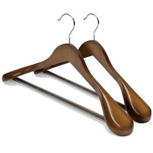 lot 14484 image: House Day Wooden Suit Hangers 2 Pack, Wide Shoulder Walnut