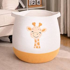 lot 14486 image: Degeyoyo Large Baby Laundry Basket, Cotton Rope, 17.7x15.7