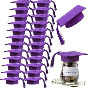 lot 17444 image: Mindsoft Graduation Cap Mason Jar Lid Toppers 24pc Purple