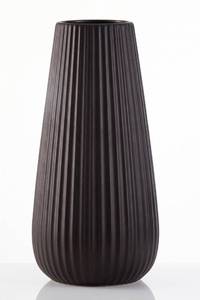 lot 17456 image: Decorpia Black Ceramic Vase, Ribbed Design, 7.2 H