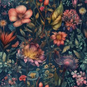 lot 17466 image: Livelynine 17.5x276 Blue Floral Peel and Stick Wallpaper