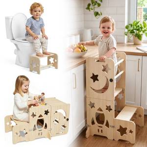 lot 17471 image: CraMAGI Toddler Standing Tower 4-in-1 Kitchen Stool