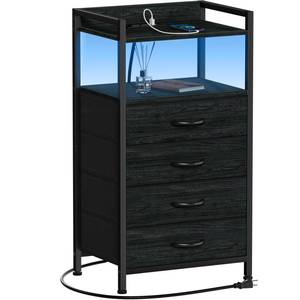 lot 17474 image: Furnulem Nightstand with Charging Station and RGB LED